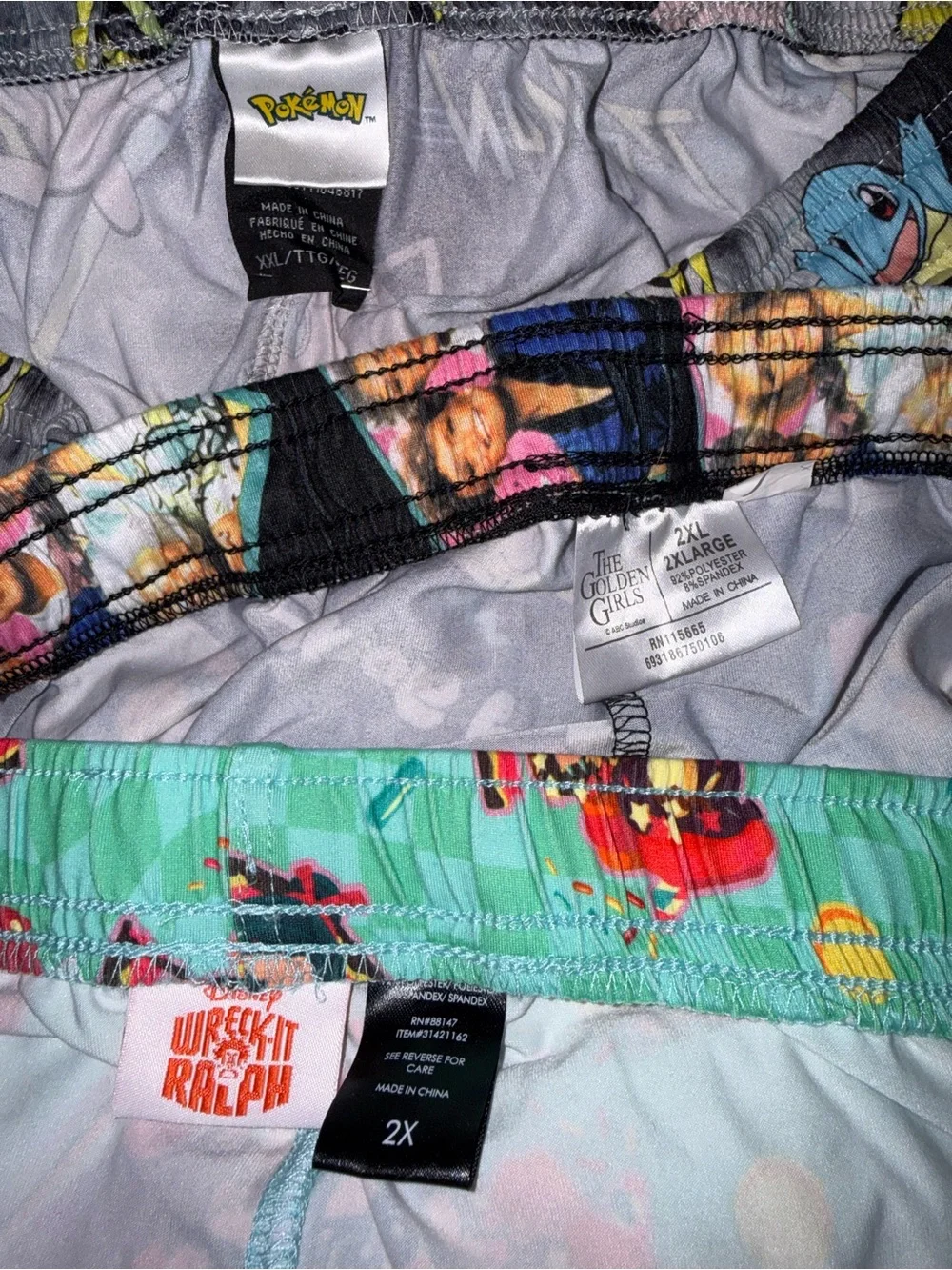 2928-Men's Pokémon, Wrack-it Ralph, Golden Girls Lounge Pants Lot